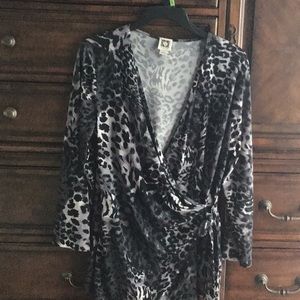 Animal print faux wrap top.